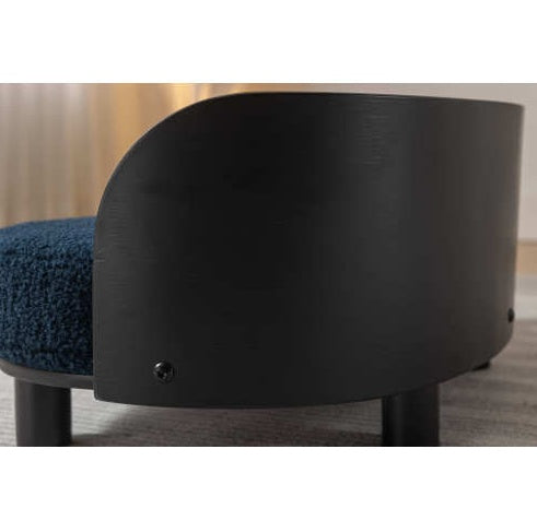 Nordic Velvet Pet Lounge with Wood Frame, Dark Blue