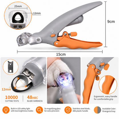 LED Pet Nail Clippers with Safety Light for Dogs & Cats