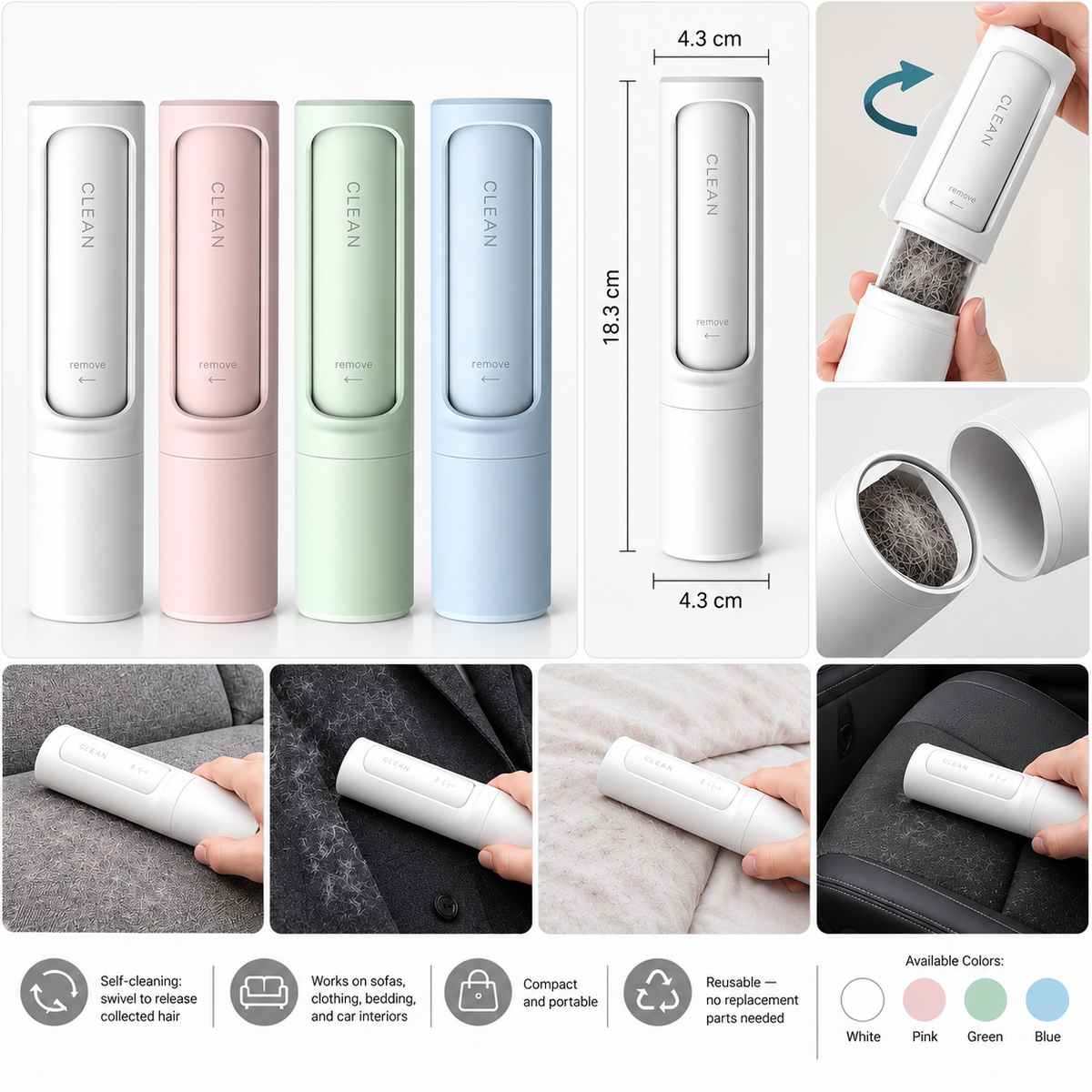 Self-Cleaning Pet Hair Remover Brush