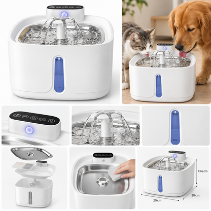 Smart Pet Water Fountain Wireless Stainless Steel Water Dispenser