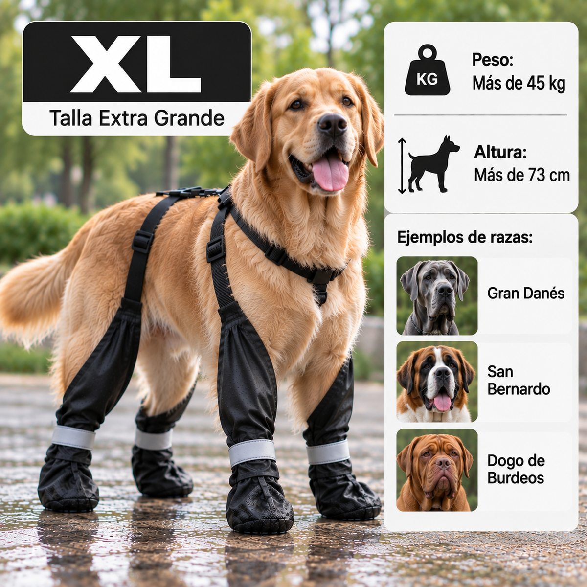 Waterproof Anti-Slip Dog Boots with Suspender Harness