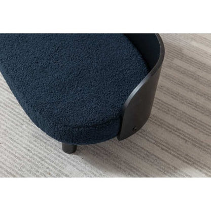 Nordic Velvet Pet Lounge with Wood Frame, Dark Blue